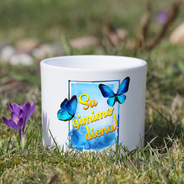 Keramikinis vazonas "Su gimimo diena!"