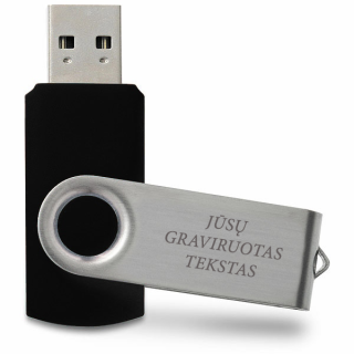 Klasikinis USB raktas (su galimybe išgraviruoti už papildomą kainą) (Juodas, 16 GB)