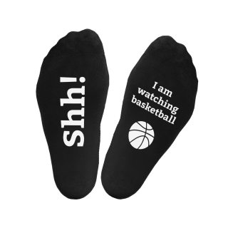 Kojinės su spauda ant padų "I am watching basketball"