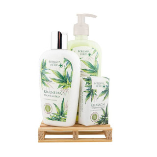 Kosmetikos dovanų rinkinys "Hemp SPA“ (skystas muilas 300ml + kūno pienelis 250ml + muilas 100g) Kosmetikos dovanų rinkinys "Hemp SPA“ (skystas muilas 300ml + kūno pienelis 250ml + muilas 100g)