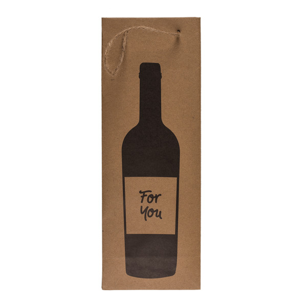 Kraft popieriaus dovanų maišelis buteliui "Wine time" (35x9x9cm)
