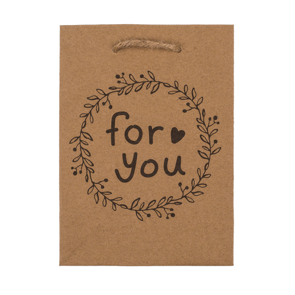 Kraft popieriaus dovanų maišelis "For you" (16x11,5x6cm)