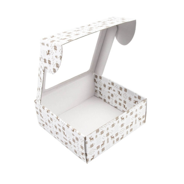 Kvadratinė dovanų dėžutė, Kalėdinė 220x220x90mm