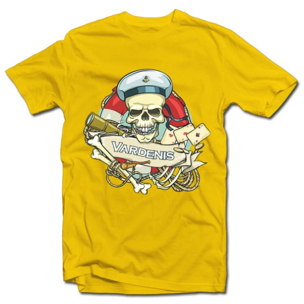 Marškinėliai "Kapitonas kaukolė" su Jūsų pasirinktu vardu