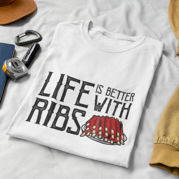 Marškinėliai "Life is better with ribs"
