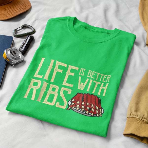 Marškinėliai "Life is better with ribs"
