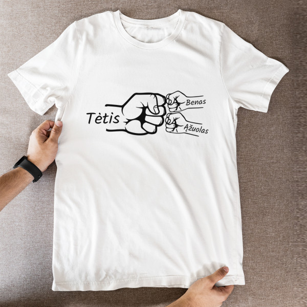 Marškinėliai "Tėčio komanda" su pasirinktais vaikų vardais