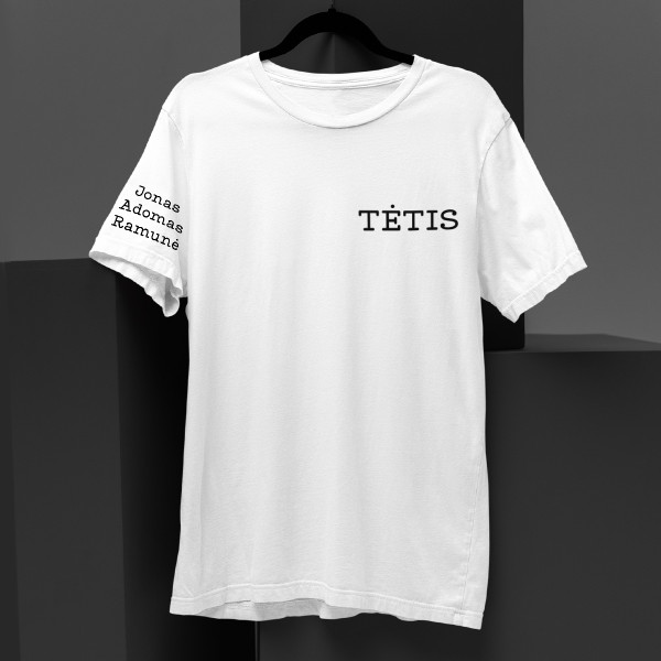 Marškinėliai "Tėtis" su vaikų vardais ant rankovės