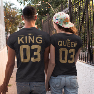 Marškinėlių komplektas "King & Queen" su skaičiais nugaroje