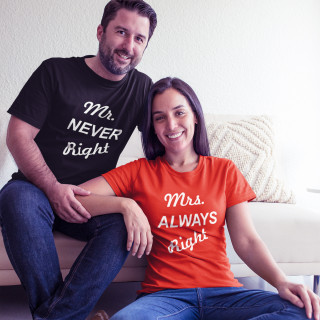 Marškinėlių komplektas "Mr NEVER Right & Mrs ALWAYS Right"