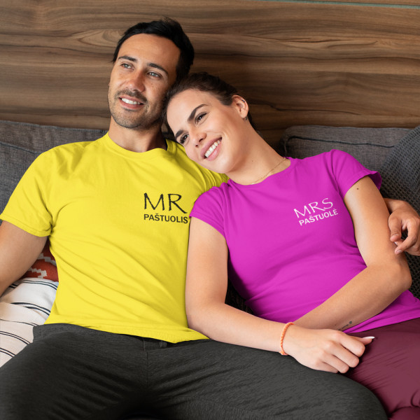 Marškinėlių komplektas "Ponas ir Ponia su pasirinkta pavarde"
