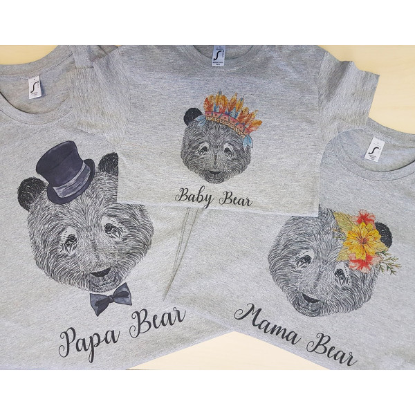 Marškinėlių komplektas šeimai "Bear Family"