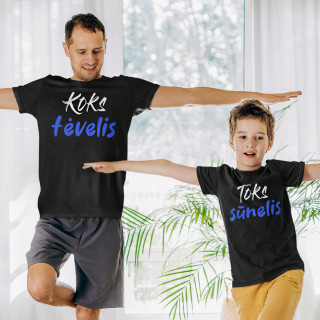 Marškinėlių komplektas tėčiui ir vaikui "Koks tėvelis, toks ir sūnelis"