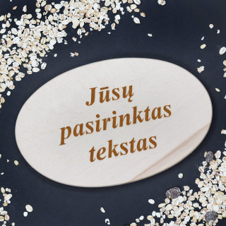 Medinė ovali pjaustymo lentelė su Jūsų pasirinktu tekstu