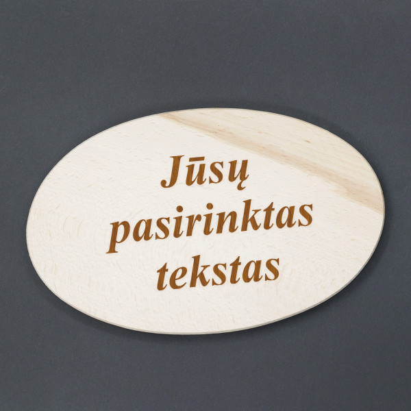 Medinė ovali pjaustymo lentelė su Jūsų pasirinktu tekstu