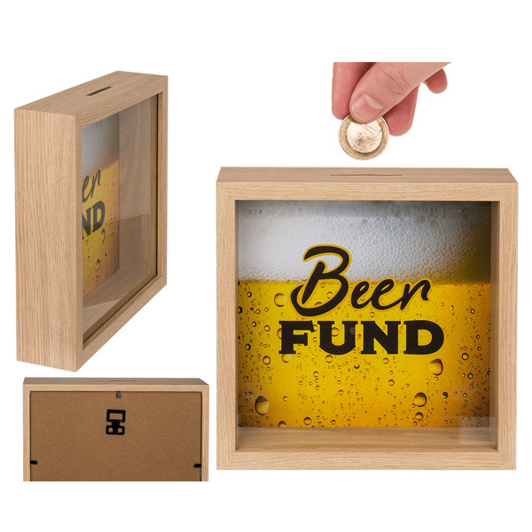 Medinė taupyklė - rėmelis "Beer fund"