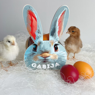 Medinis krepšelis "Kiškutis" su Jūsų pasirinktu vardu