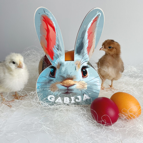 Medinis krepšelis "Kiškutis" su Jūsų pasirinktu vardu