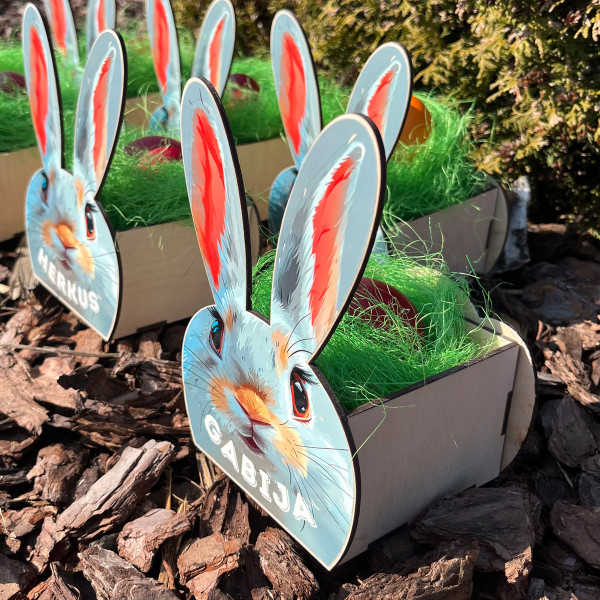 Medinis krepšelis "Kiškutis" su Jūsų pasirinktu vardu