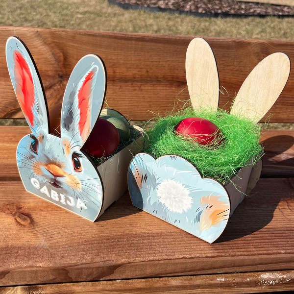 Medinis krepšelis "Kiškutis" su Jūsų pasirinktu vardu