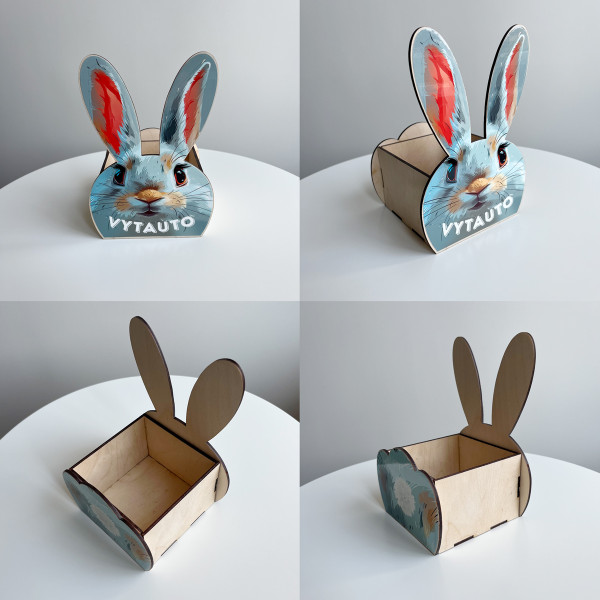 Medinis krepšelis "Kiškutis" su Jūsų pasirinktu vardu