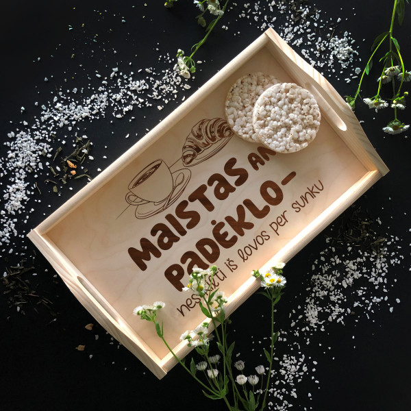 Medinis pusryčių padėklas "Maistas ant padėklo"