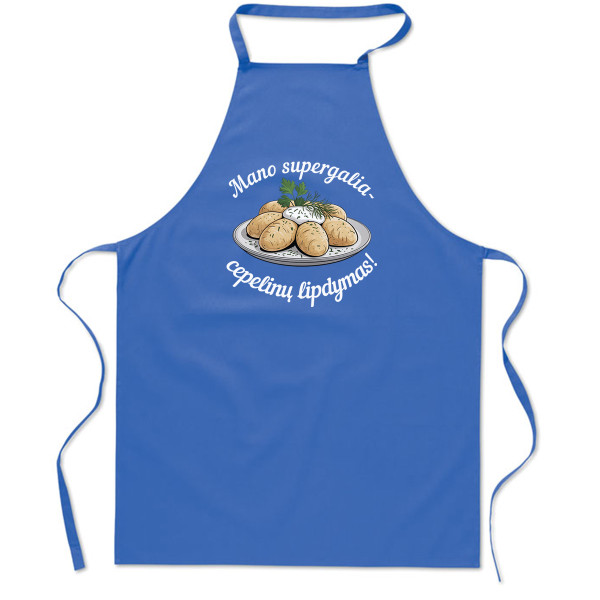 Medvilninė prijuostė "Mano supergalia - cepelinų lipdymas"