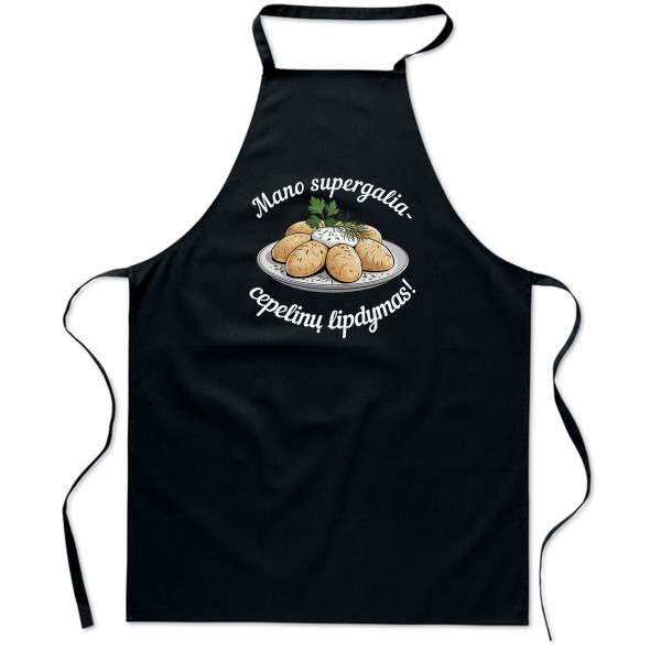 Medvilninė prijuostė "Mano supergalia - cepelinų lipdymas"