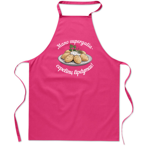 Medvilninė prijuostė "Mano supergalia - cepelinų lipdymas"