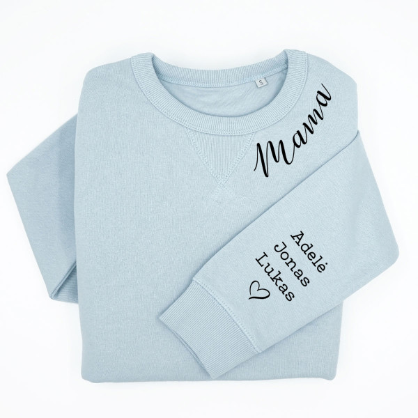 Moteriškas pastelinis "Sully" džemperis "Mama" su vaikų vardais ant rankovės