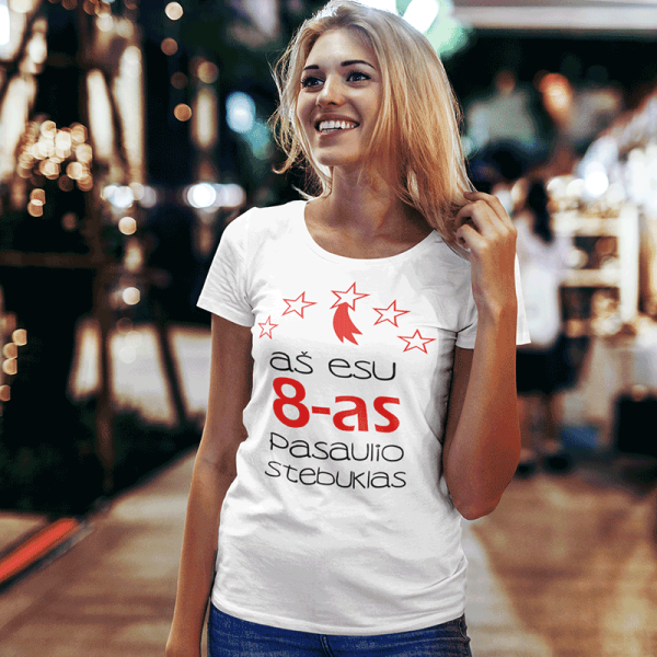 Moteriški marškinėliai "8 pasaulio stebuklas"
