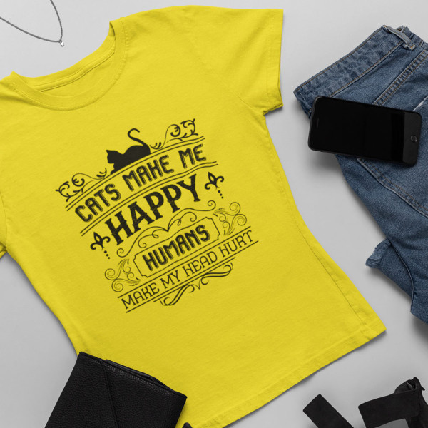 Moteriški marškinėliai "Cats make me happy"
