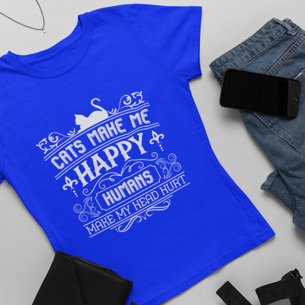Moteriški marškinėliai "Cats make me happy"