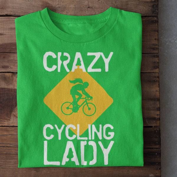 Moteriški marškinėliai "Crazy cycling lady"