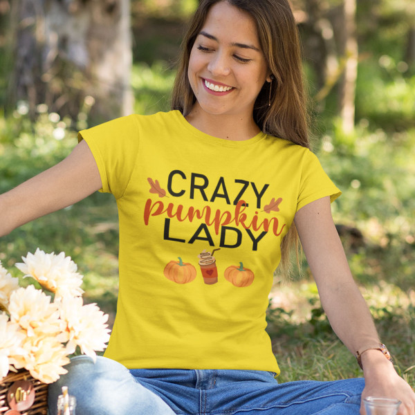 Moteriški marškinėliai "Crazy pumpkin lady"