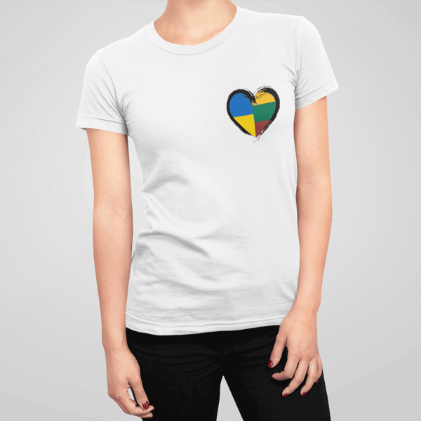 Moteriški marškinėliai "Dvi šalys - viena širdis"