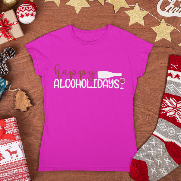 Moteriški marškinėliai "Happy alcoholidays"