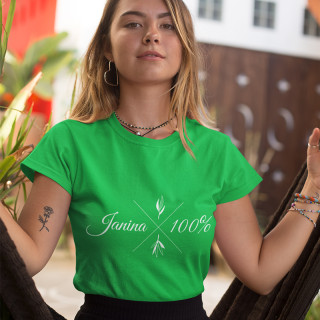 Moteriški marškinėliai "Janina 100%"