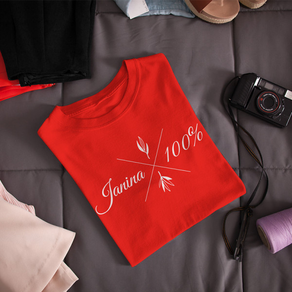 Moteriški marškinėliai "Janina 100%"