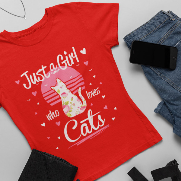 Moteriški marškinėliai "Just a girl who loves cats"