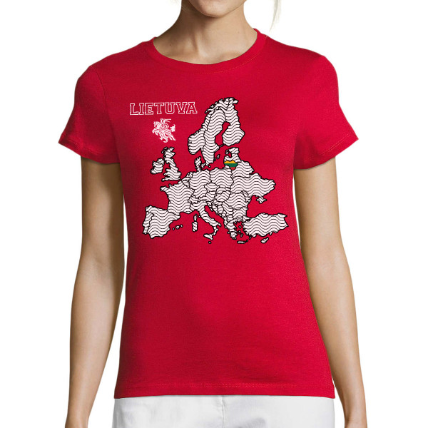 Moteriški marškinėliai "Lietuva Europos Širdyje"