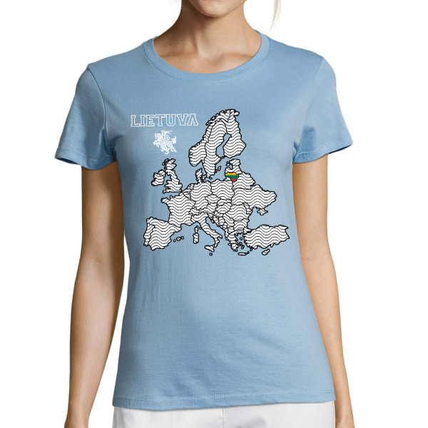 Moteriški marškinėliai "Lietuva Europos Širdyje"