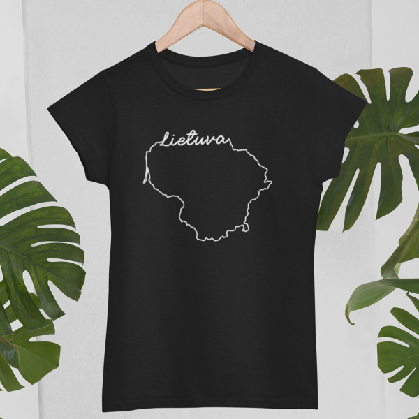 Moteriški marškinėliai "Lietuvos žemėlapio kontūrai"