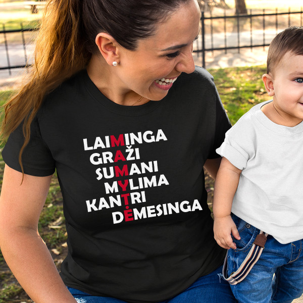 Moteriški marškinėliai "M-a-m-y-t-ė"