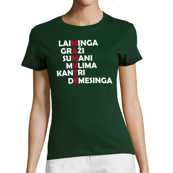 Moteriški marškinėliai "M-a-m-y-t-ė"