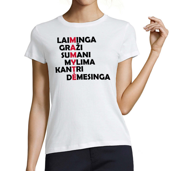 Moteriški marškinėliai "M-a-m-y-t-ė"