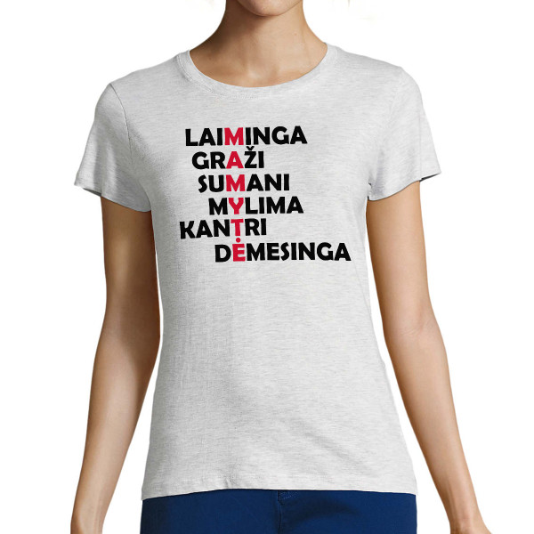 Moteriški marškinėliai "M-a-m-y-t-ė"