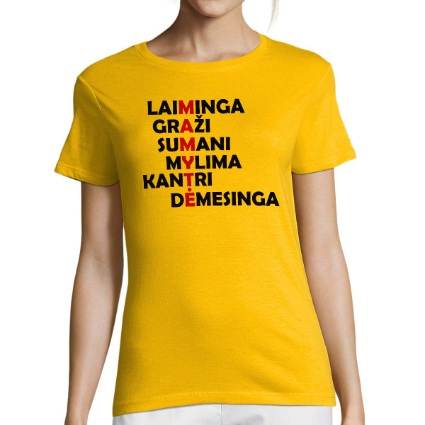 Moteriški marškinėliai "M-a-m-y-t-ė"