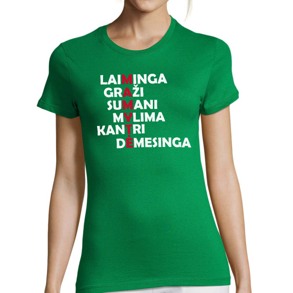 Moteriški marškinėliai "M-a-m-y-t-ė"