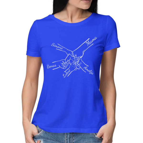 Moteriški marškinėliai "Mama ir vaikai" su pasirinktais vaikų vardais